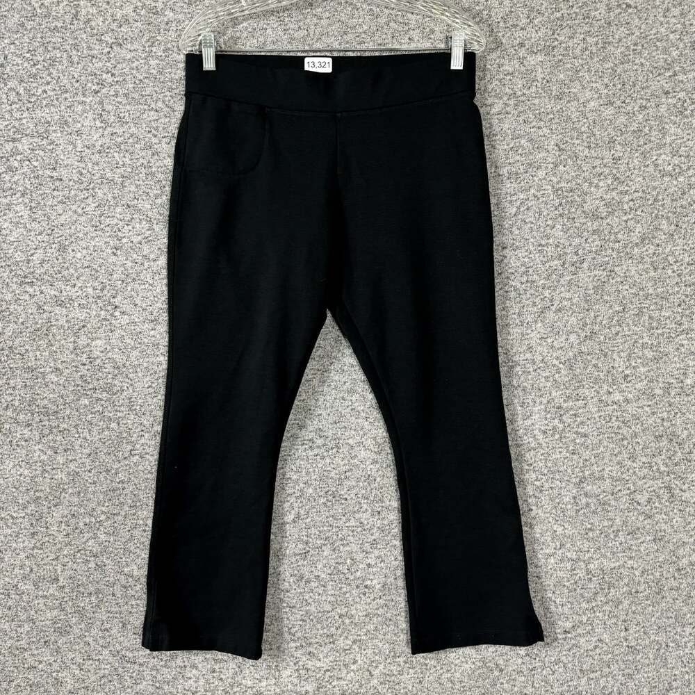 American Giant Women's Size 12 Black Pull On Modal Blend Ponte Kick Flare Pant